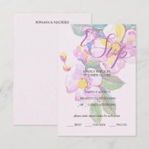 Artistic Peach Flowers Waterverf Art RSVP Kaartje