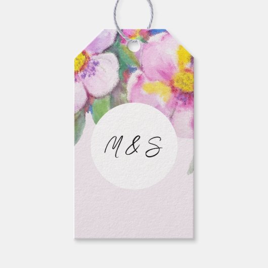 Artistic Peach Flowers Waterverf gepersonaliseerd Cadeaulabel (Voorkant)