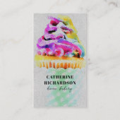 Artistic Rainbow Waterverf Cupcake Home Bakkerij Visitekaartje (Voorkant)