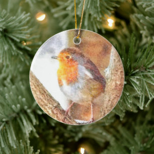 Artistic Robin Redborst Perched Keramisch Ornament