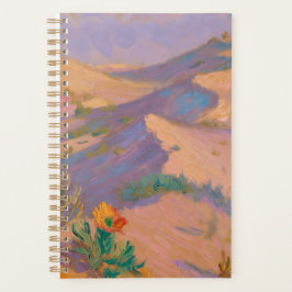 Artistic spiral notebook with desert drawings  planner