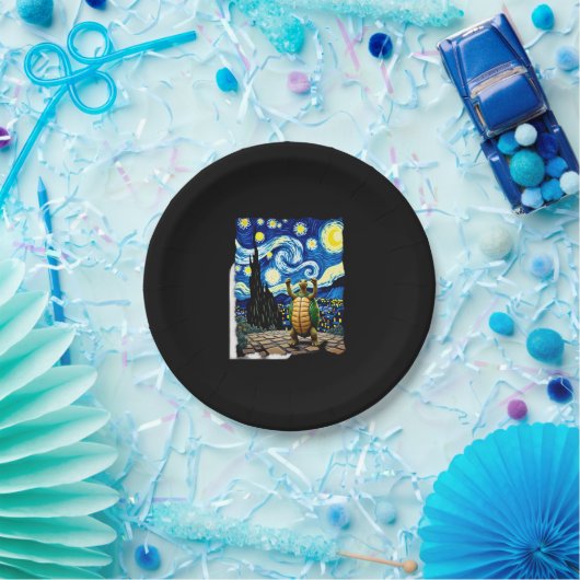 Artistic Turtle Shirt  Starry Night Turtle (1) Papieren Bordje (Feest)