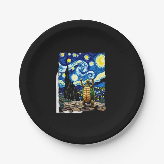 Artistic Turtle Shirt  Starry Night Turtle (1) Papieren Bordje (Voorkant)