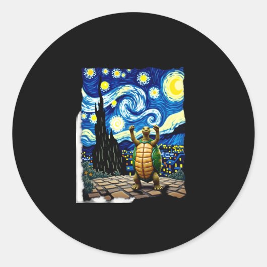 Artistic Turtle Shirt Starry Night Turtle (1) Ronde Sticker (Voorkant)