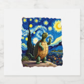 Artistic Turtle Shirt Starry Night Turtle (1) Sparkling Wijnetiket (Enkel label)