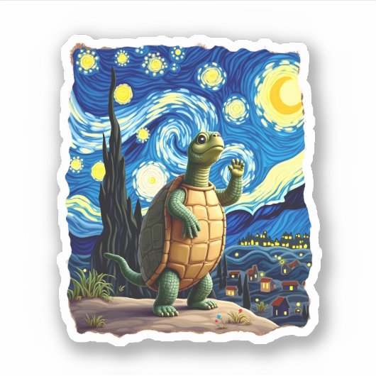 Artistic Turtle Shirt Starry Night Turtle (1) Sticker (Voorkant)