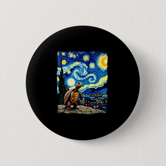 Artistic Turtle Shirt Starry Night Turtle (2) Ronde Button 5,7 Cm (Voorkant)