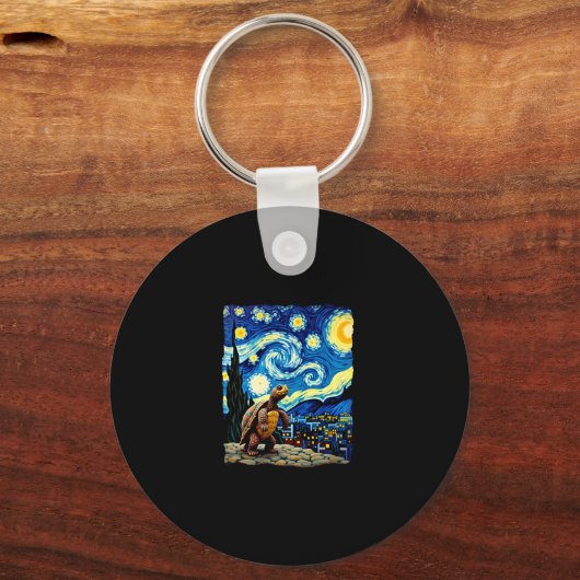 Artistic Turtle Shirt Starry Night Turtle (2) Sleutelhanger (Voorkant)