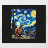 Artistic Turtle Shirt Starry Night Turtle (2) Sparkling Wijnetiket (Enkel label)