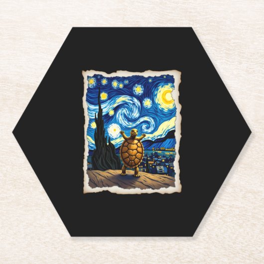 Artistic Turtle Shirt  Starry Night Turtle (3) Kartonnen Onderzetters (Voorkant)