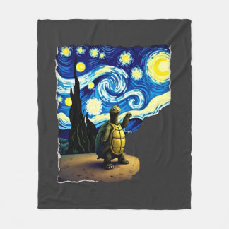 Artistic Turtle Shirt  Starry Night Turtle (4) Fleece Deken