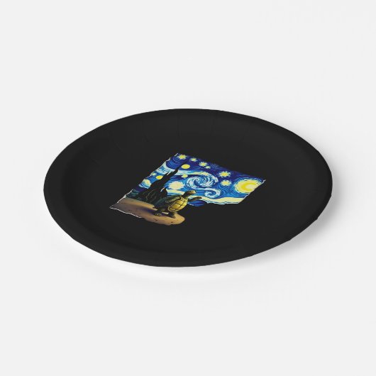 Artistic Turtle Shirt  Starry Night Turtle (4) Papieren Bordje (Gekanteld)