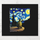 Artistic Turtle Shirt  Starry Night Turtle (4) Sparkling Wijnetiket (Enkel label)