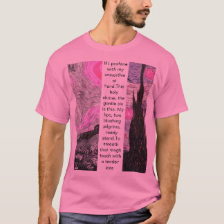 Artistic Van Gogh Broken Paint Pink T-shirt