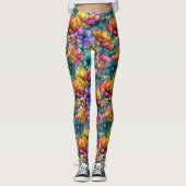 Artistic Watercolor Floral Leggings (Voorkant)