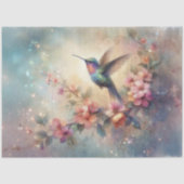 Artistic Watercolor Hummingbird Flowers Decoupage Tissuepapier (Voorkant)