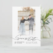 Artistic White Boho Minimal Save the Date Card Kaart (Staand voorkant)