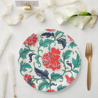 ArtisticBloom's Elegante Rode Bloemen Vintage Papieren Bordje