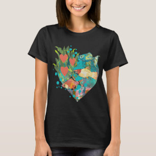 Artistiek aquarium met heilige hart tropische viss t-shirt