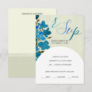 Artistiek Blauw Waterverf Wildbloemen RSVP Kaartje
