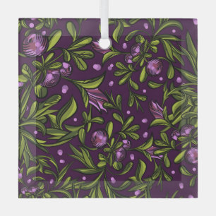 Artistiek Bloemmotief: Paarse Bloemen Glas Ornament