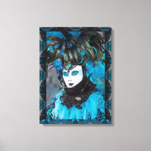 Artistiek Carnavalskostuum Portret, Venetië Canvas Afdruk