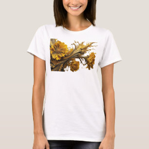 Artistiek goud Gouden bloemen shirt ontwerp
