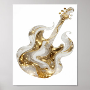 Artistiek goud Gouden gitaar-afdruk Poster