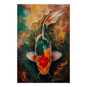 Artistiek Japans Koi Vis Portret Olie Schilderij Perfect Poster