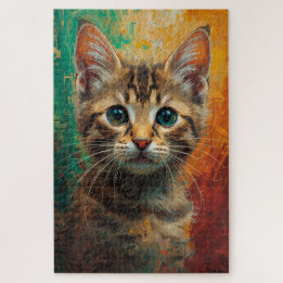 Artistiek Kitten Portret - Levendig olieverfschild Legpuzzel