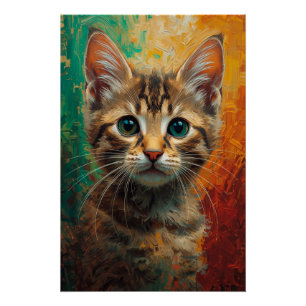Artistiek Kitten Portret - Levendig olieverfschild Perfect Poster