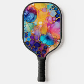 Artistiek, kleurrijk, regenboogalcohol en inkt pickleball paddle (Achterkant)