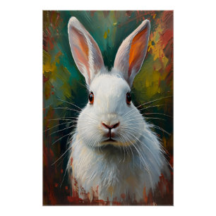 Artistiek Konijnenportret - Levendig olieverfschil Perfect Poster