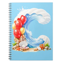 Artistiek Oceaan-Thema Monogram Letter C Notitiebo