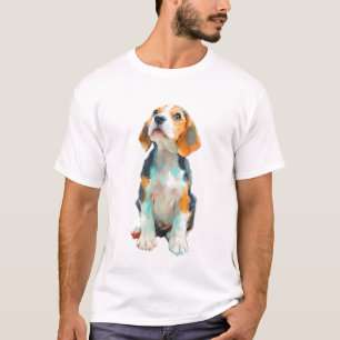 Artistiek olieverfportret van een Beagle-pup - Her T-shirt
