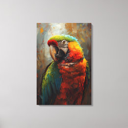 Artistiek papegaaienportret - Levendig olieverfsch Canvas Afdruk