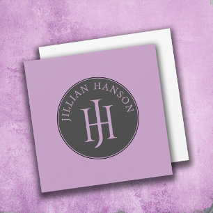 Artistiek Persoonlijk Monogram Naam Logo Lila Notitiekaartje