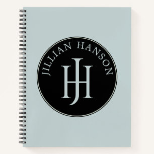 Artistiek Persoonlijk Monogram Naam Logo Smoky Blu Notitieboek