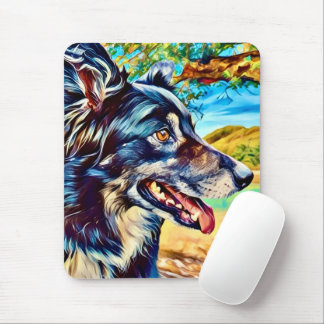Artistiek portret van Border Collie in landschappe Muismat