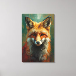 Artistiek Red Fox Portret – Levendig olieverfschil Canvas Afdruk