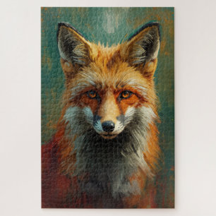 Artistiek Red Fox Portret – Levendig olieverfschil Legpuzzel