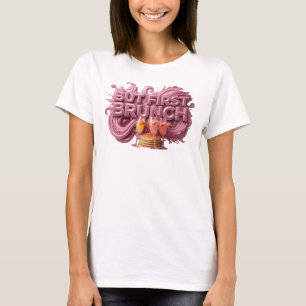 Artistiek Rood MAAR EERST BRUNCH Draagbare Kunst T-shirt