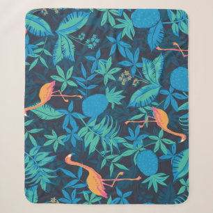 Artistiek Tropisch: Flamingo Ananas Patroon. Sherpa Deken