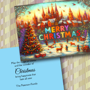 Artistiek Verhalenboek Kerstdorp Feestdagen Kaart
