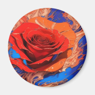 Artistieke Abstract gemarmerde Roos Magneet