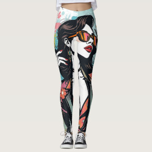 Artistieke Abstracte Bloemenschildering-Spetters Y Leggings