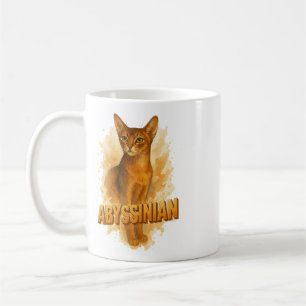 Artistieke Abyssinian Cat Illustration Waterverf Koffiemok