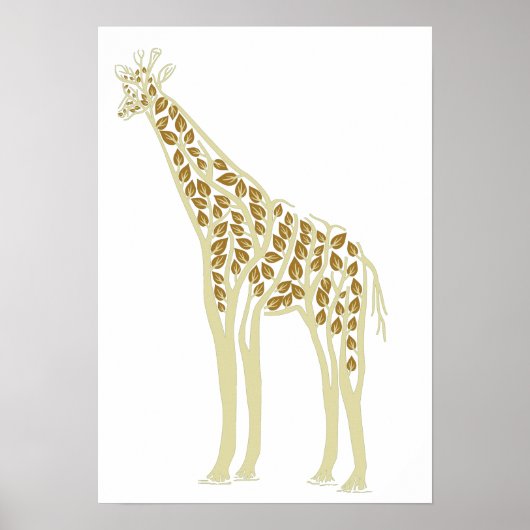 Artistieke Afrikaanse Giraffe Boom laat Natuur the Poster (Voorkant)