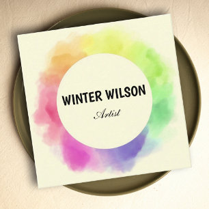 Artistieke aquarel alcohol inkt regenboog vierkante visitekaartje