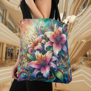 Artistieke Aquarel Lelie Tuin Draagtas